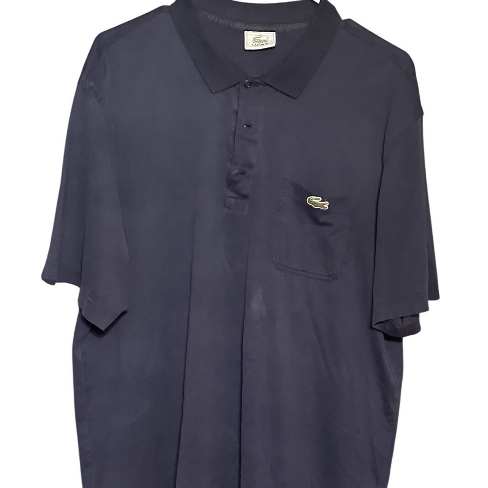 Lacoste Mens Vintage Navy Blue Short Sleeve Pocket Polo Shirt Size 6 Large